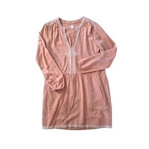 GAP Dress Womens Medium Blue Embroidered Boho Peasant Long Sleeve Chic